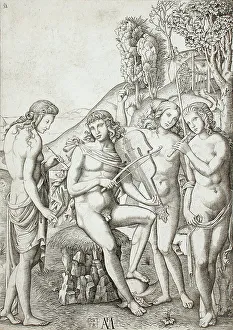 Raimondi Marcantonio Prints: Apollo Teaching Music to the Graces, 16th century. Creator: Marcantonio Raimondi