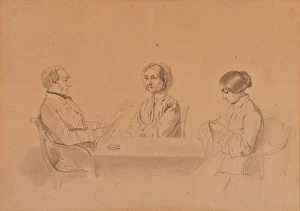Images Dated 21st November 2017: Apollon Ivanovich Sytin (1795-1862) with his wife Louise and her sister, 1854
