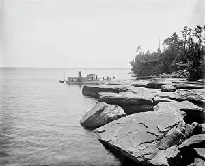 Islands Prints: Apostle Islands, L.S. lighthouse landing, Devil's Island, c1898. Creator: Unknown