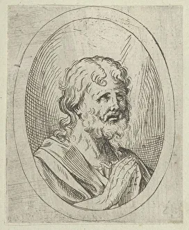 An apostle raising his eyes in prayer, in an oval frame, from Christ, the Virgin, and... 1600-1640. Creator: Anon