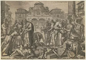 The Apostles Distribute the Money to those in Need, ca. 1600. Artist: Sadeler, Jan (Johannes), the Elder (1550-1600)