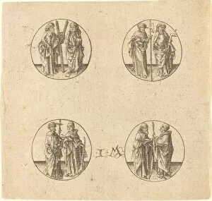 Apostles Collection: Eight Apostles in Four Roundels. Creator: Israhel van Meckenem