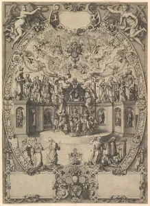 Ammann Jost Prints: The Apotheosis of Emperor Maximilian II, 16th century. Creator: Jost Ammon