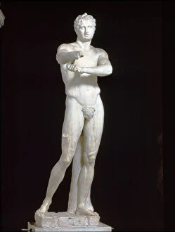 Apoxyomenos, marble copy of a bronze original representing a boxer cleaning his right
