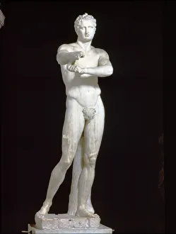 Copy Prints: Apoxyomenos, marble copy of a bronze original representing a boxer cleaning his right