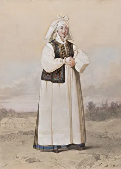 Nordic Museum Prints: Apparel - standing woman Creator: Otto Wallgren