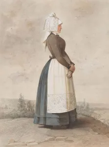 Nordic Museum Prints: Apparel - woman standing in full figure with white apron