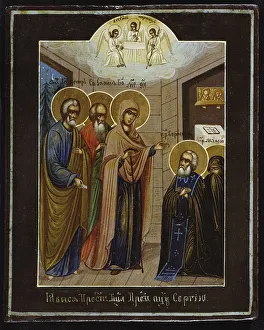 Russians Gallery: The Apparition of Our Lady to Saint Sergius of Radonezh, 19th century. Artist: Russian icon