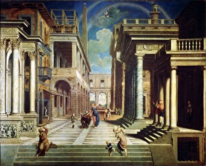 Caesar Collection: The Apparition of the Sibyl to Caesar Augustus, 1535. Artist: Paris Bordone