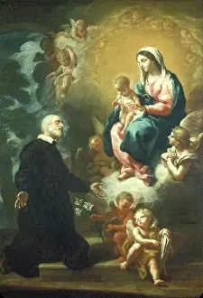 Etienne Prints: Apparition of the Virgin to Saint Philip Neri, 18th century. Creator: Etienne Parrocel