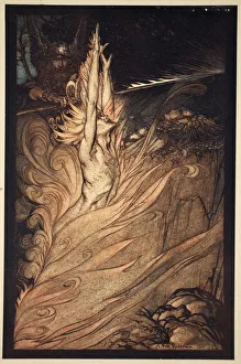 Brunnhilde Prints: Appear, flickering fire, Encircle the rock with thy flame! Loge! Loge! Appear!, 1910