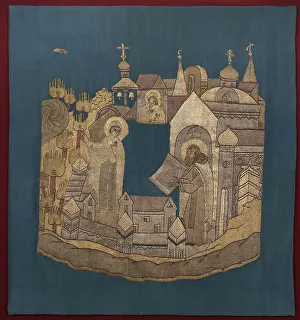 Appearance of the Mother of God to Saint Cyril of Belozersk in the Simonov Monastery (Podea), 1620?1635. Artist: Ancient Russian Art