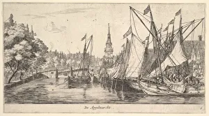 Nooms Prints: De Appelmarckt (The Apple Market), from Views in Amsterdam, plate 6, ca. 1659 / 62 (?)