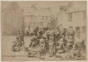 The Apple Market at Landerneau, 1878. Creator: Leon Augustin Lhermitte (French, 1844-1925)