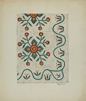 Mary Berner Prints: Applique Bedspread, c. 1937. Creator: Mary Berner