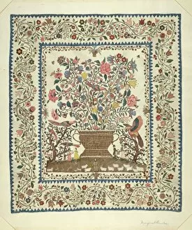 Embroidery Gallery: Applique and Embroidered Coverlet, 1935 / 1942. Creator: Margaret Concha