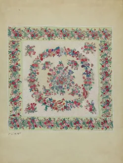 Quilt Prints: Applique Quilt, 1935/1942. Creator: Hollmana