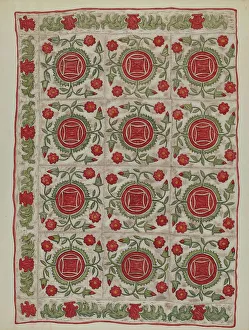 Appliqued Prints: Applique Quilt, 1935/1942. Creator: Mildred E Bent