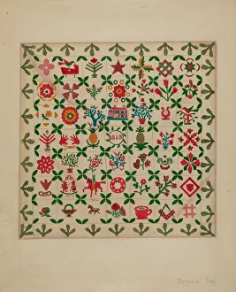 Appliqu And Xe9 Prints: Applique Quilt, 1938. Creator: Suzanne Roy