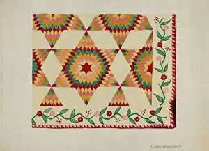 Star Shapes Gallery: Applique Quilt, c. 1936. Creator: Cornelius Frazier