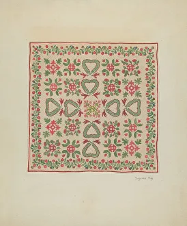 Appliqu And Xe9 Prints: Applique Quilt, c. 1936. Creator: Suzanne Roy