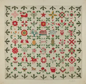 Applique Quilt, c. 1938. Creator: Margaret Concha