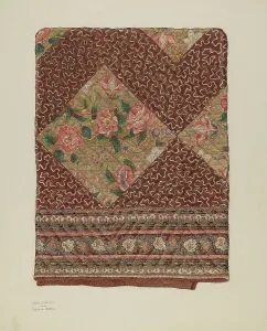 Clarke Prints: Applique Quilt, c. 1940. Creator: Mae A. Clarke