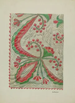 Ruth Buker Prints: Applique Quilt, c. 1940. Creator: Ruth Buker