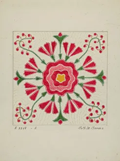 Barnes Ruth M Prints: Applique Quilt, c. 1940. Creator: Ruth M Barnes