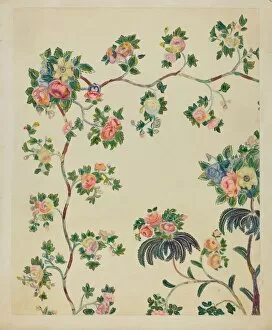 Appliqued Coverlet - Tree Design, c. 1936. Creator: Ernest A Towers Jr
