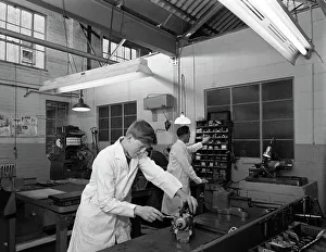 Apprentice at work, Globe & Simpson auto electrical workshop, Nottingham, Nottinghamshire, 1961