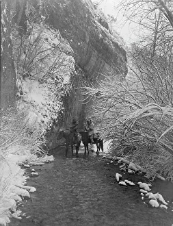 Apsaroke Prints: Approaching winter-Apsaroke, c1908. Creator: Edward Sheriff Curtis