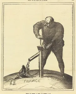Pump Prints: Après la pompe a sang, la pompe à or, 1871. Creator: Honore Daumier