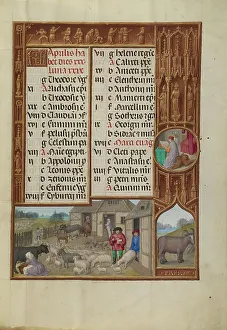 Roundel Prints: April Calendar Page: Milking and Butter Making: Taurus; Spinola Hours