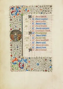 April Calendar Page: Saint George; Book of Hours, about 1440-1450. Creator: Workshop of the Bedford Master