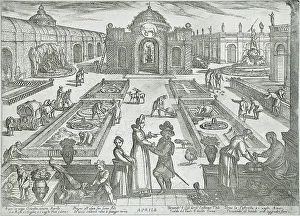 At Work Prints: April: A Garden, published 1599. Creator: Antonio Tempesta