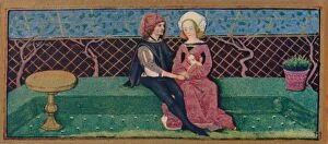 Faithful Gallery: April - lovers in a garden, 15th century, (1939). Creator: Robinet Testard