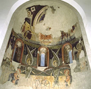 Spain Catalonia Barcelonés Collection: Apse of the church Santa Maria d Aneu, Pallars Sobira, 12th century mural
