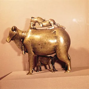 Calf Prints: Aquamanile, cast bronze Persian (Khurusan) animal statue, 1206