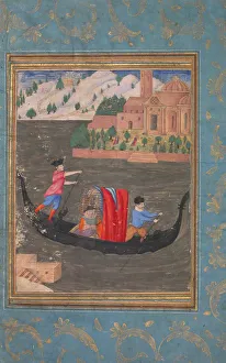 Passenger Prints: Aquatic Scene with Three Men in a Gondola, late 16th-early 17th century. Creator: Unknown