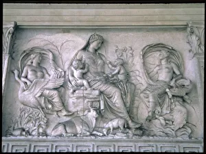 Ara Pacis Augustae, relief depicting Earth fertilized, 9 b. C