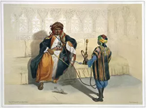 Huqqa Pipe Collection: An Arab sheikh smoking, 1848. Artist: Saint Germain