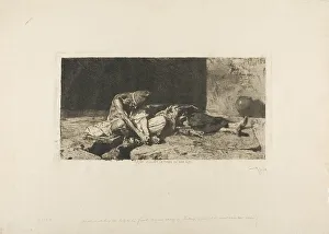Etching And Drypoint On Paper Prints: Arab Watching the Body of his Friend