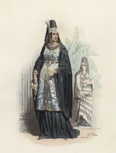 Saudi Arabia Prints: Arab women in the modern age, color engraving 1870