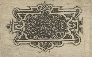 Virgil Solis Prints: Arabesque Design on Dark Ground, 1534-1562. Creator: Virgil Solis