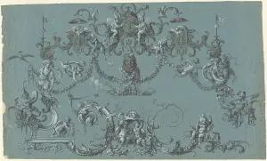 Arabesque Prints: Arabesques with Frolicking Putti, Animals, and Jesters, c. 1750. Creator: Unknown