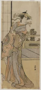 Arashi Murajiro as a Courtesan Holding a Letter, late 1780s. Creator: Katsukawa Shunko (Japanese