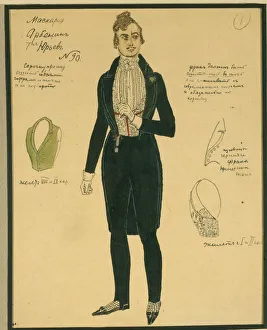 Arbenin. Costume design for the play The Masquerade by M. Lermontov, 1917. Artist: Golovin, Alexander Yakovlevich (1863-1930)