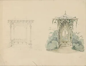 Arbour Prints: Arbours, c.1850. Creator: Petrus Josephus Hubertus Cuypers