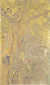 Redon Prints: Arbre sur fond jaune. Decor pour le chateau de Domecy, 1901